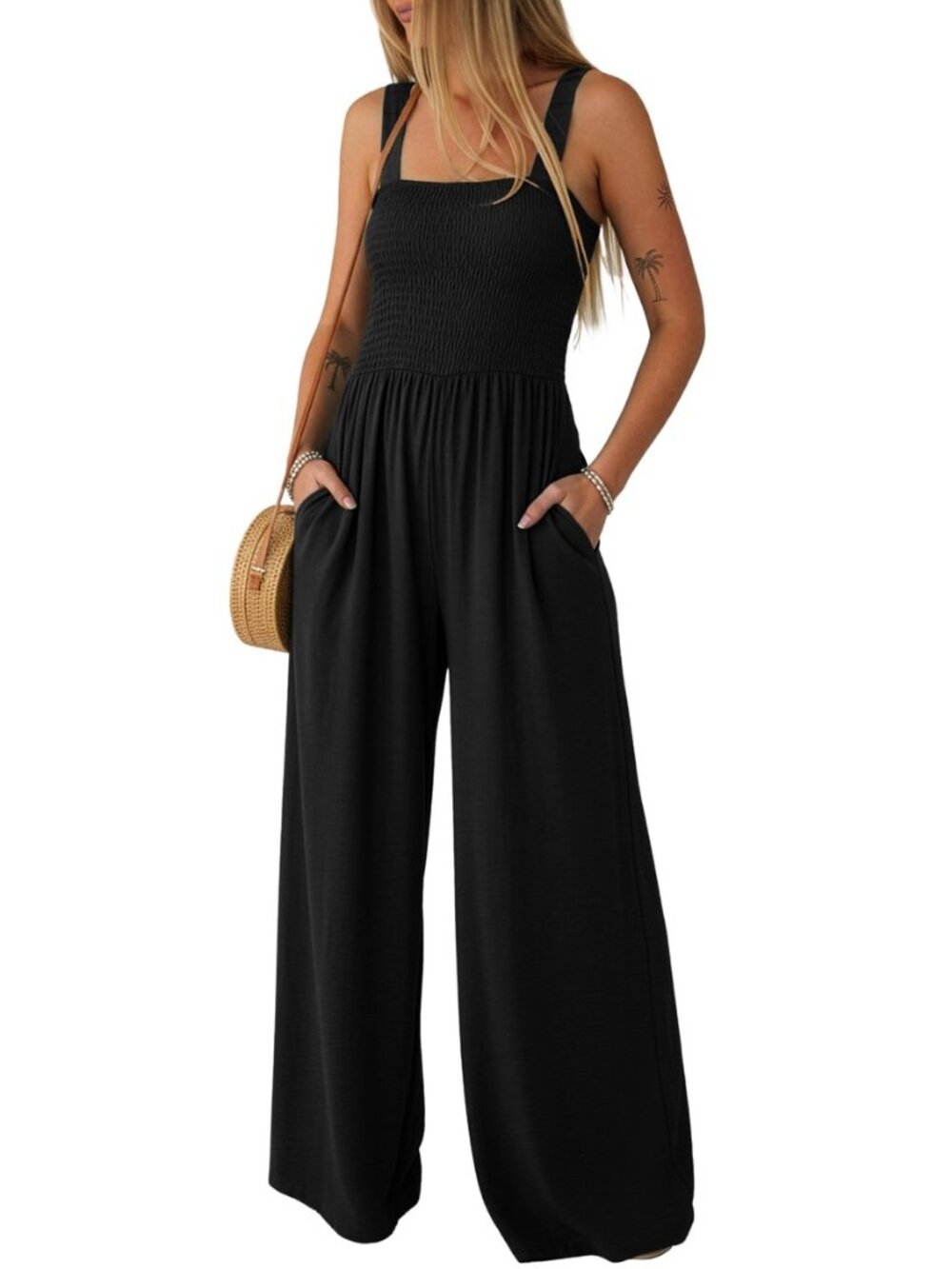 Women Casual One Piece Overalls Summer Wide Leg Jumpsuits